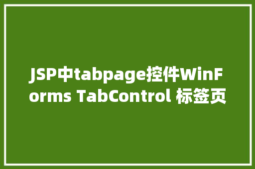 JSP中tabpage控件WinForms TabControl 标签页控件应用指南