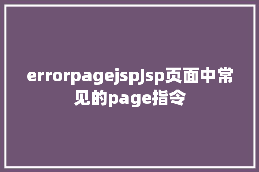 errorpagejspJsp页面中常见的page指令 HTML