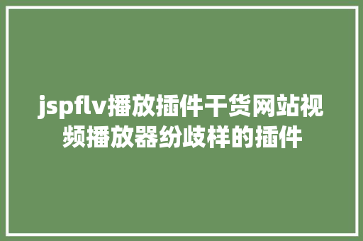 jspflv播放插件干货网站视频播放器纷歧样的插件 CSS