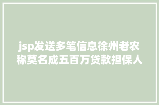 jsp发送多笔信息徐州老农称莫名成五百万贷款担保人被列老赖经判定签字为假