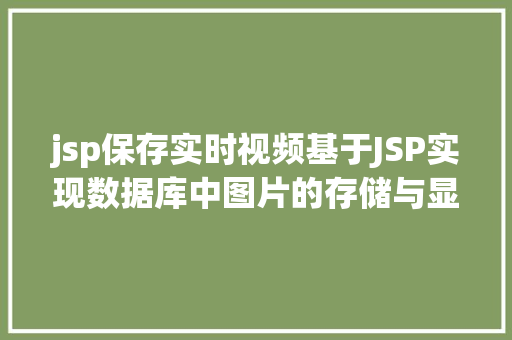 jsp保存实时视频基于JSP实现数据库中图片的存储与显示 CSS