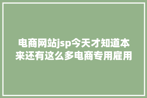 电商网站jsp今天才知道本来还有这么多电商专用雇用平台