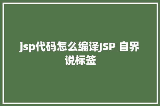 jsp代码怎么编译JSP 自界说标签 GraphQL