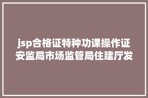 jsp合格证特种功课操作证安监局市场监管局住建厅发证机关差别查询