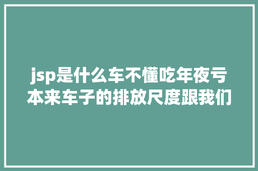 jsp是什么车不懂吃年夜亏本来车子的排放尺度跟我们有这么年夜关系