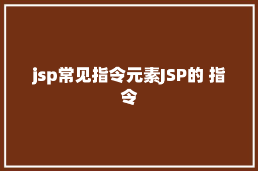 jsp常见指令元素JSP的 指令 NoSQL