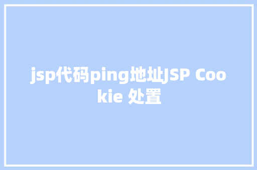 jsp代码ping地址JSP Cookie 处置 Python