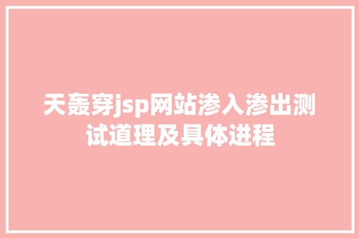 天轰穿jsp网站渗入渗出测试道理及具体进程