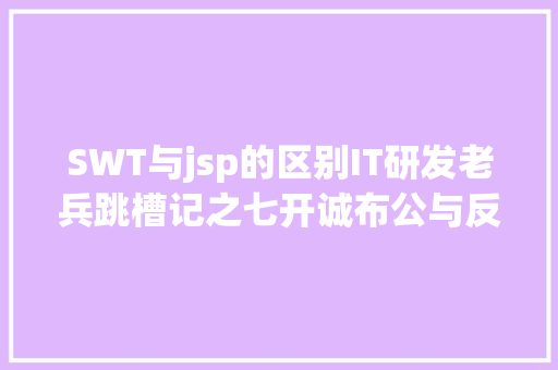 SWT与jsp的区别IT研发老兵跳槽记之七开诚布公与反宾为主 NoSQL