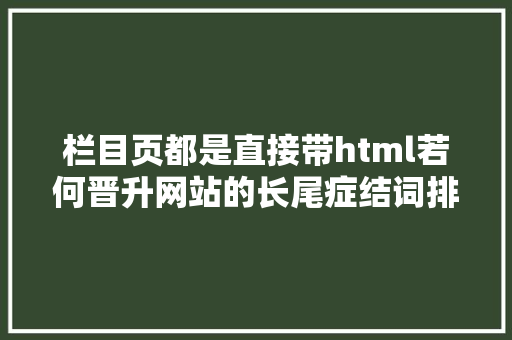 栏目页都是直接带html若何晋升网站的长尾症结词排名