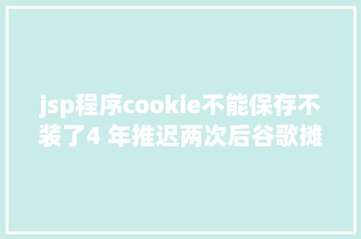 jsp程序cookie不能保存不装了4 年推迟两次后谷歌摊牌我们不会弃用第三方 Cookie