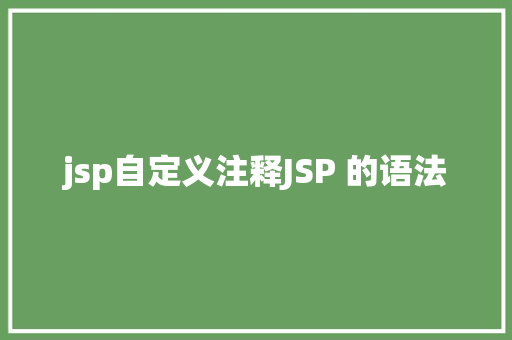 jsp自定义注释JSP 的语法 CSS