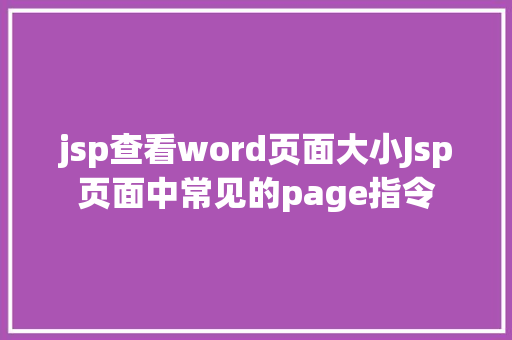 jsp查看word页面大小Jsp页面中常见的page指令 React