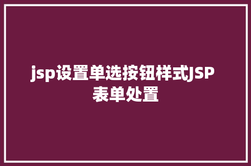 jsp设置单选按钮样式JSP 表单处置 CSS