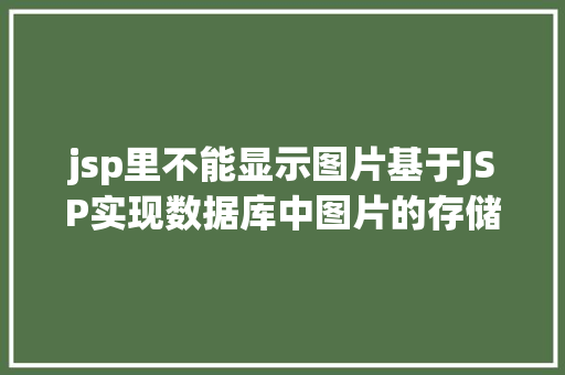 jsp里不能显示图片基于JSP实现数据库中图片的存储与显示 GraphQL