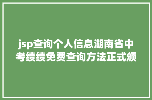 jsp查询个人信息湖南省中考绩绩免费查询方法正式颁布