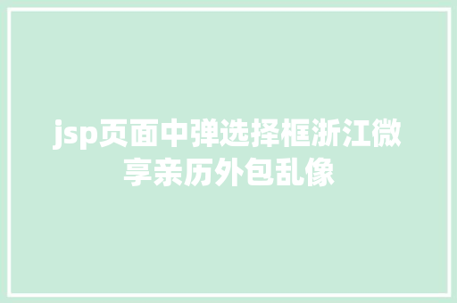 jsp页面中弹选择框浙江微享亲历外包乱像 Webpack