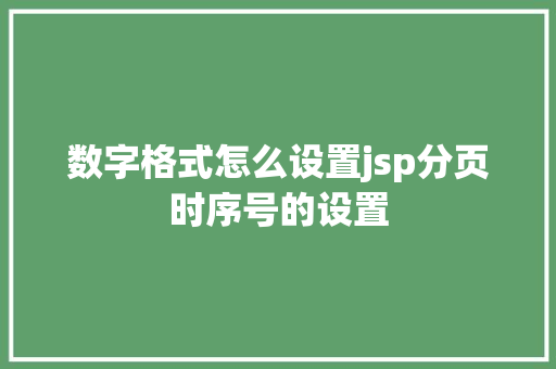 数字格式怎么设置jsp分页时序号的设置