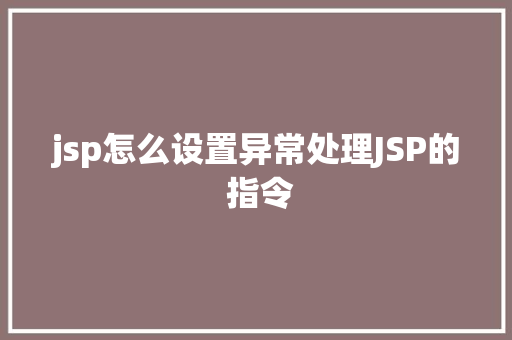 jsp怎么设置异常处理JSP的 指令 Angular