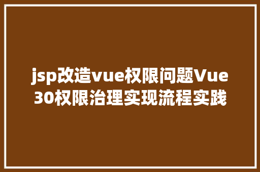 jsp改造vue权限问题Vue30权限治理实现流程实践