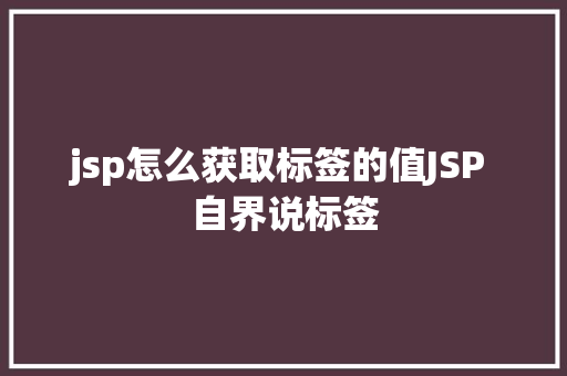 jsp怎么获取标签的值JSP 自界说标签 HTML