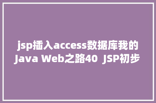 jsp插入access数据库我的Java Web之路40  JSP初步应用 CSS