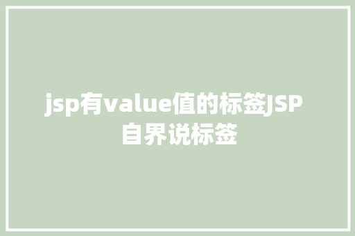 jsp有value值的标签JSP 自界说标签 NoSQL