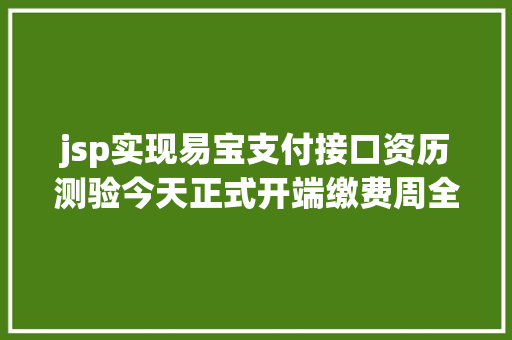 jsp实现易宝支付接口资历测验今天正式开端缴费周全指南