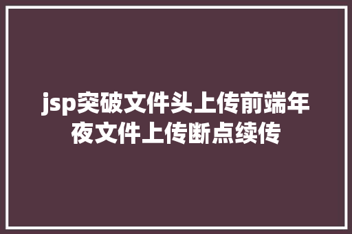 jsp突破文件头上传前端年夜文件上传断点续传