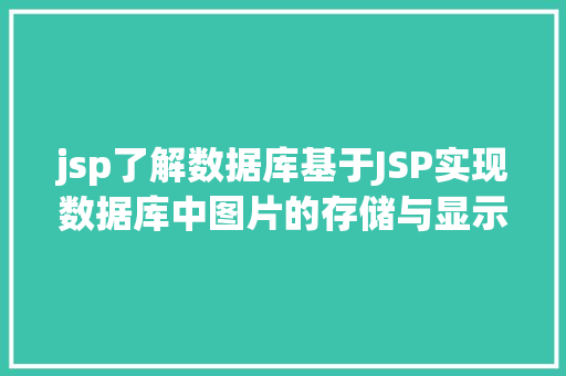 jsp了解数据库基于JSP实现数据库中图片的存储与显示 Docker