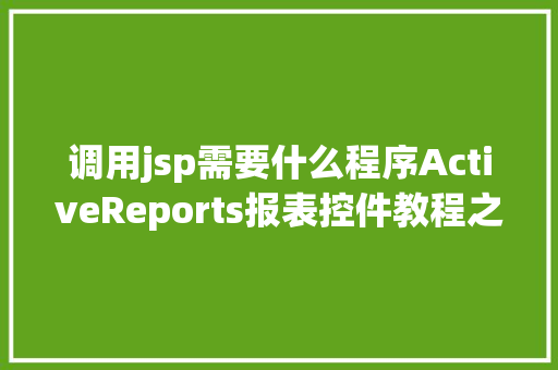 调用jsp需要什么程序ActiveReports报表控件教程之若何应用JSP法式挪用it