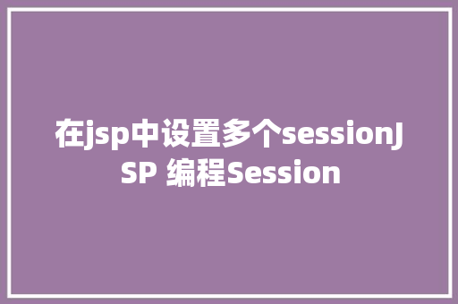 在jsp中设置多个sessionJSP 编程Session Vue.js