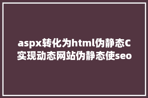 aspx转化为html伪静态C实现动态网站伪静态使seo更友爱 React