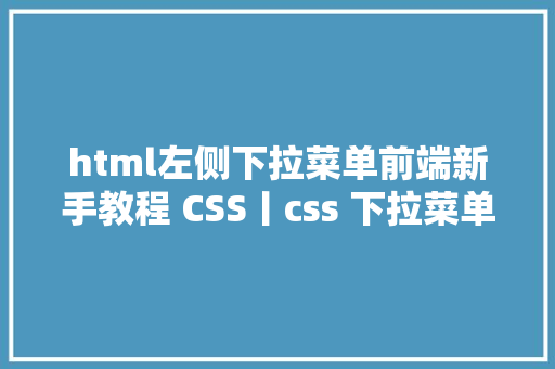 html左侧下拉菜单前端新手教程 CSS丨css 下拉菜单教程