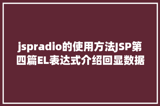 jspradio的使用方法JSP第四篇EL表达式介绍回显数据自界说函数fn办法库等 Docker