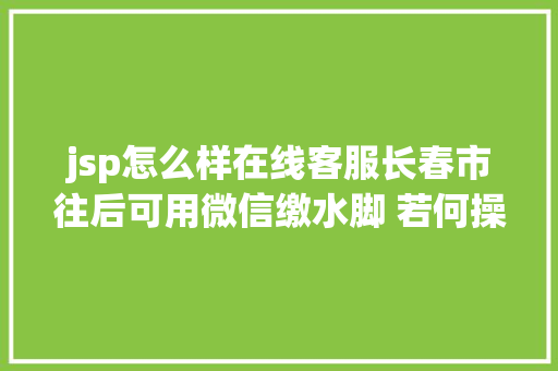 jsp怎么样在线客服长春市往后可用微信缴水脚 若何操作吉网来教您