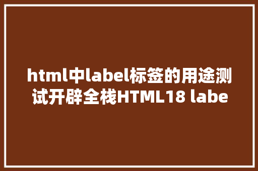 html中label标签的用途测试开辟全栈HTML18 label标签的应用 NoSQL