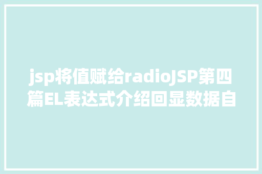 jsp将值赋给radioJSP第四篇EL表达式介绍回显数据自界说函数fn办法库等 Python