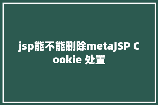 jsp能不能删除metaJSP Cookie 处置 React