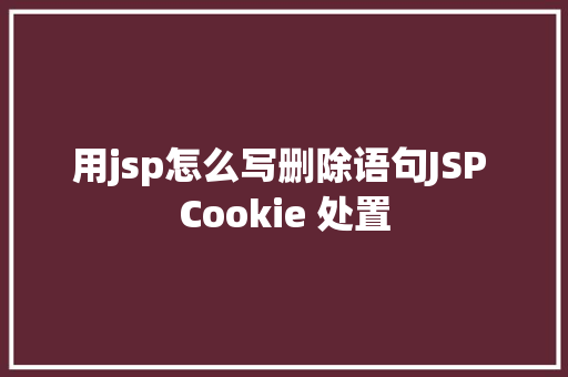 用jsp怎么写删除语句JSP Cookie 处置 SQL