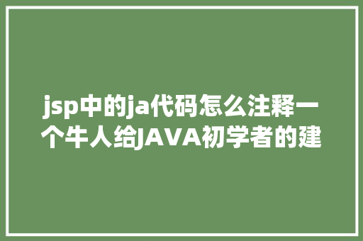 jsp中的ja代码怎么注释一个牛人给JAVA初学者的建议