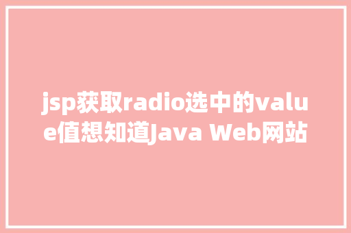 jsp获取radio选中的value值想知道Java Web网站后台是若何获取我们提交的信息吗看这里 jQuery