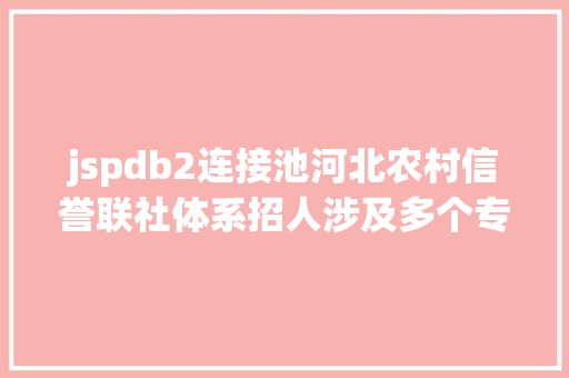 jspdb2连接池河北农村信誉联社体系招人涉及多个专业多个范畴