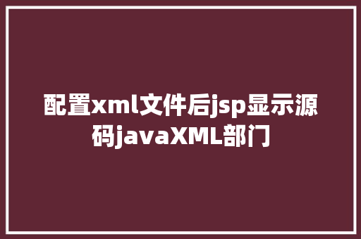 配置xml文件后jsp显示源码javaXML部门