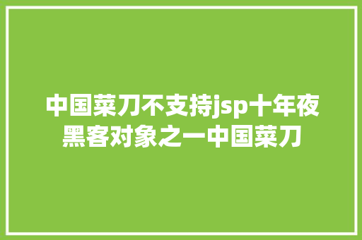 中国菜刀不支持jsp十年夜黑客对象之一中国菜刀