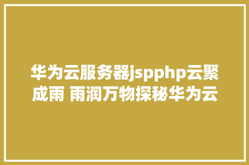 华为云服务器jspphp云聚成雨 雨润万物探秘华为云耀云办事器L实例产物篇 Vue.js