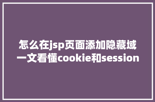 怎么在jsp页面添加隐藏域一文看懂cookie和session CSS