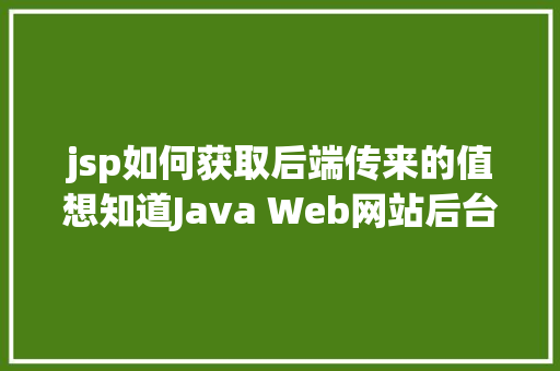 jsp如何获取后端传来的值想知道Java Web网站后台是若何获取我们提交的信息吗看这里 Node.js