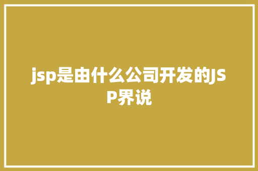 jsp是由什么公司开发的JSP界说 NoSQL