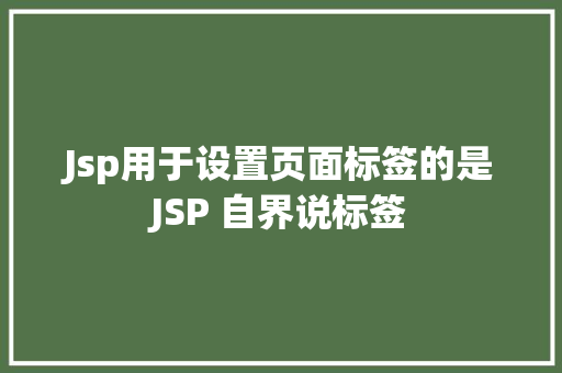 Jsp用于设置页面标签的是JSP 自界说标签 HTML